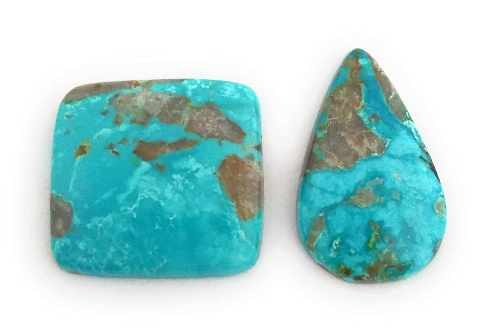 2 pcs 100% Genuine Persian Turquoise Cabochons 25-29mm