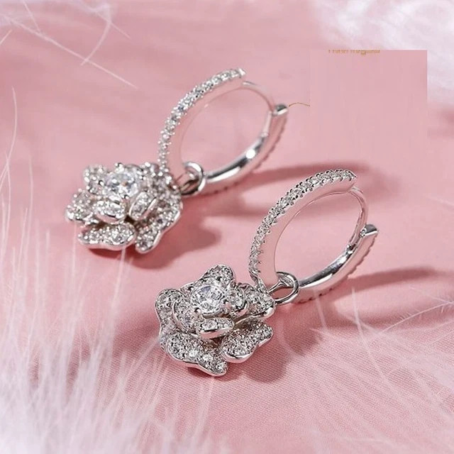 2 Ct Round Cut Lab Created Diamond 14K White Gold Plated Drop & Dangle Earrings