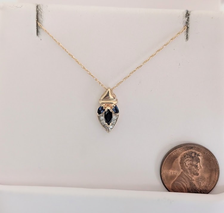 Sapphire & Diamond Necklace 14K 2.4 Grams Retail Price $1399 Make Me An Offer!