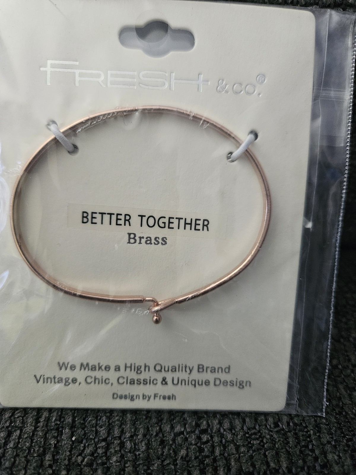 New Fresh And Company” Stronger Together” Brass Bracelet Rose Gold. A5