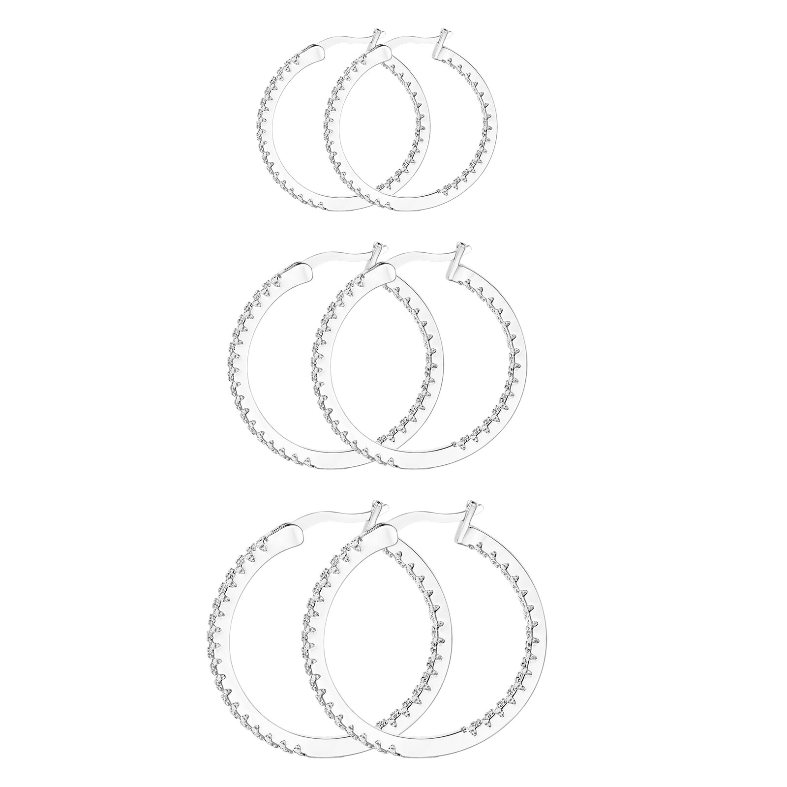 Delicate Women Earrings Jewelry Stainless Steel Huggie Hoop CZ Ear Studs 15-30MM