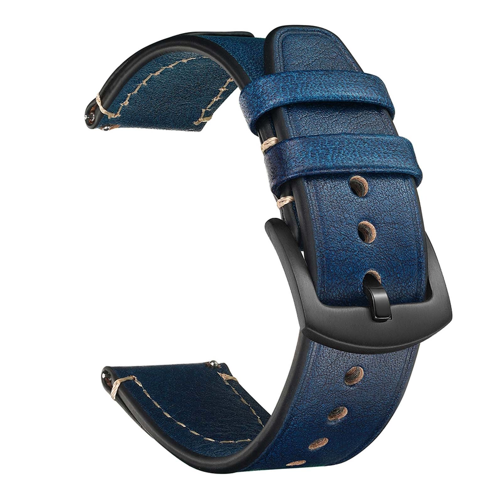 20MM Classic Genuine Leather Watch Band For Galaxy Watch 7/6/5 Pro/4/FE 44/40MM