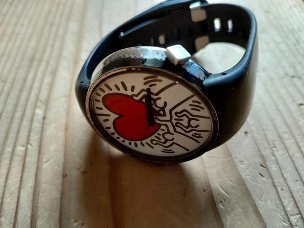 Keith Haring o.d.m DD134-11 Analog Watch Rubber Belt Black USED from JAPAN