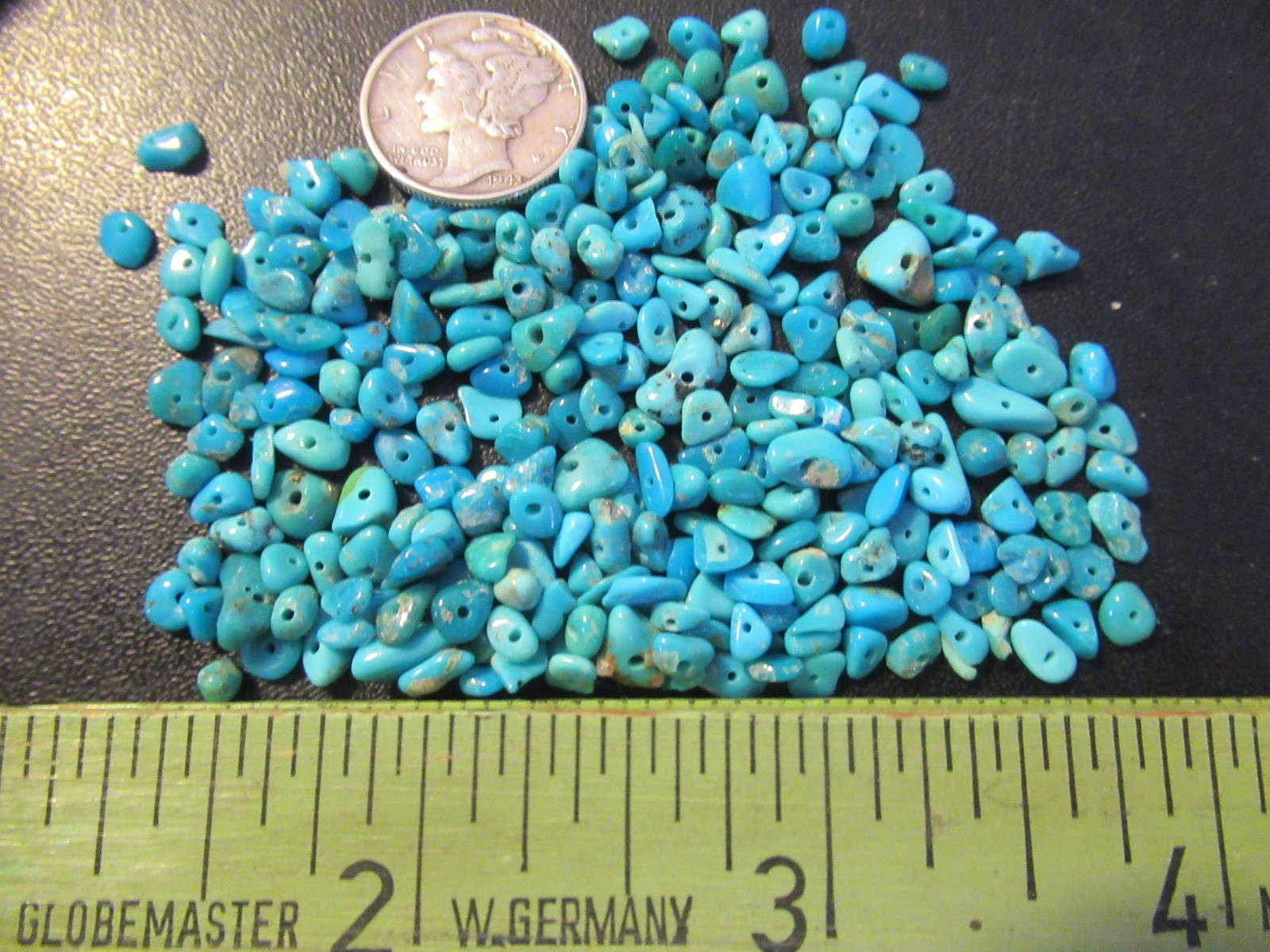 SLEEPING BEAUTY TURQUOISE 1/2 OZ SMALL DRILLED 3X2mm TO 7X4mm #782