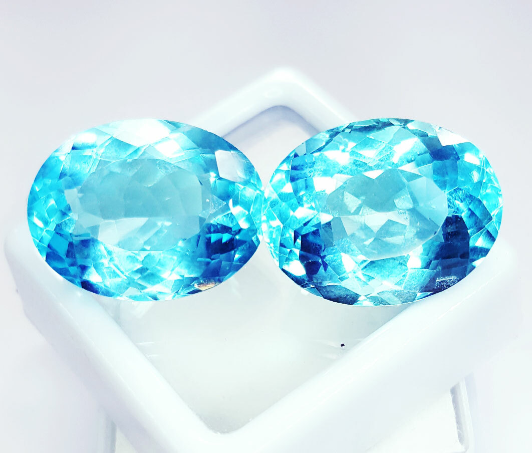 10 to 12 Ct Loose Gemstone Aquamarine Pair Certified Oval Cut AA+ Aquamarine Gem