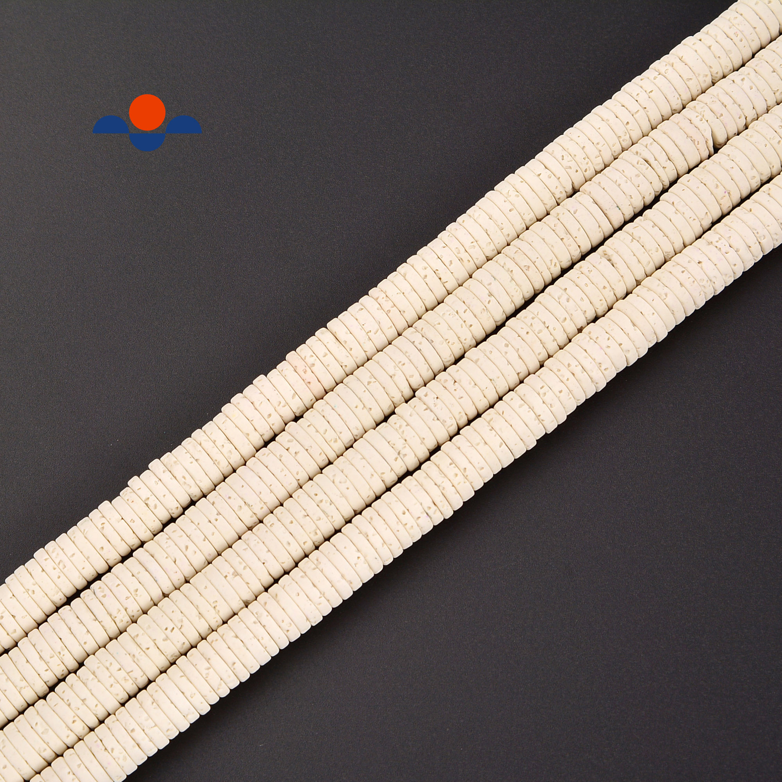 Cream White Lava Rock Stone Heishi Discs Beads 2x4mm 2x6mm 2x8mm 15.5″ Strand