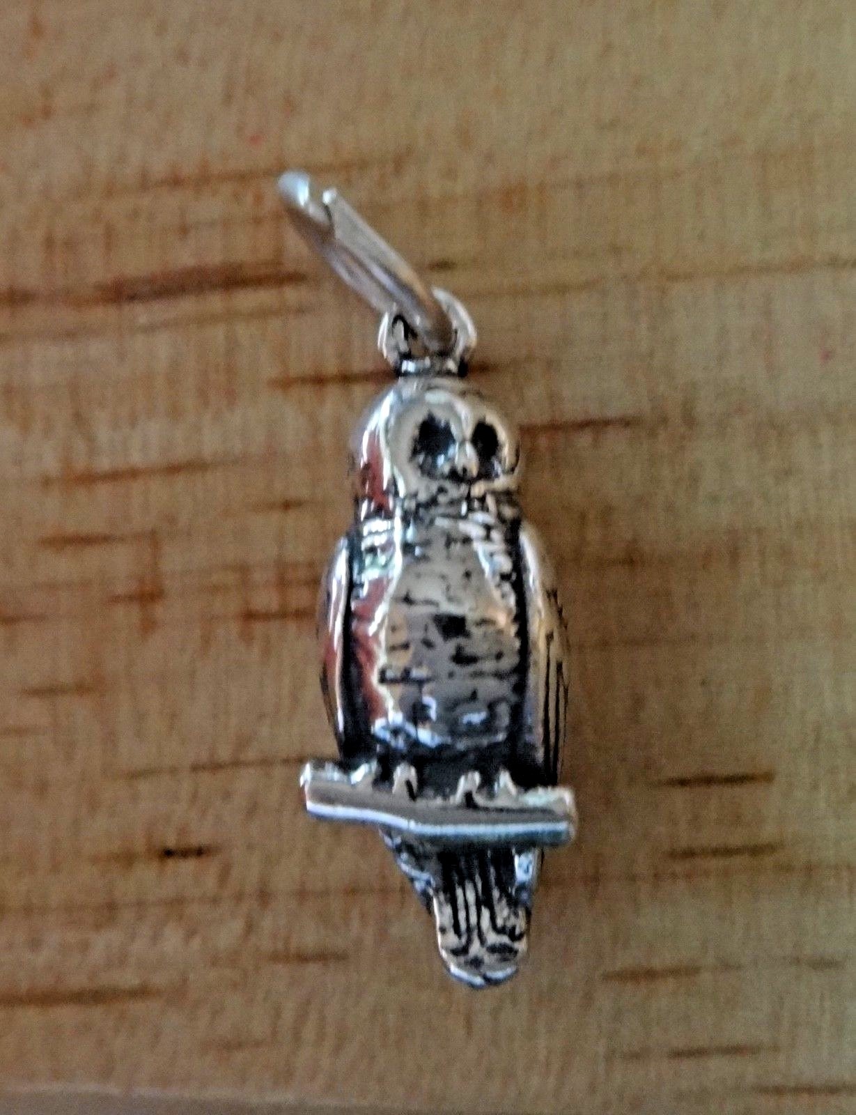 Sterling Silver 3D 20x8mm 3.5 gram Barred Great Gray Snowy or Spotted Owl Charm
