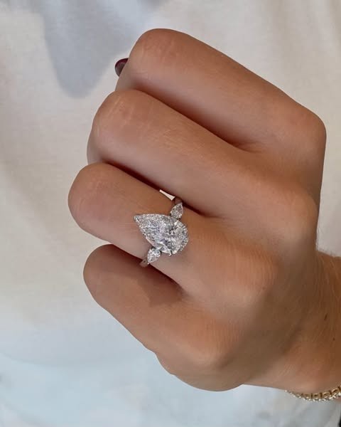 3.25 Ct Pear Cut Lab Grown Diamond Forever Engagement Ring Solid 14K White gold