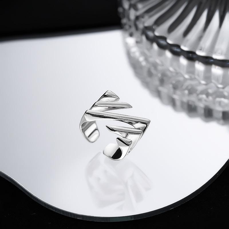 925 Sterling Silver Geometric Ring for Women Irregular Handmade Statement Gift