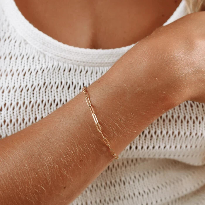 Stainless Steel 18k Gold PVD Coating Waterproof Paperclip Chain Bracelet