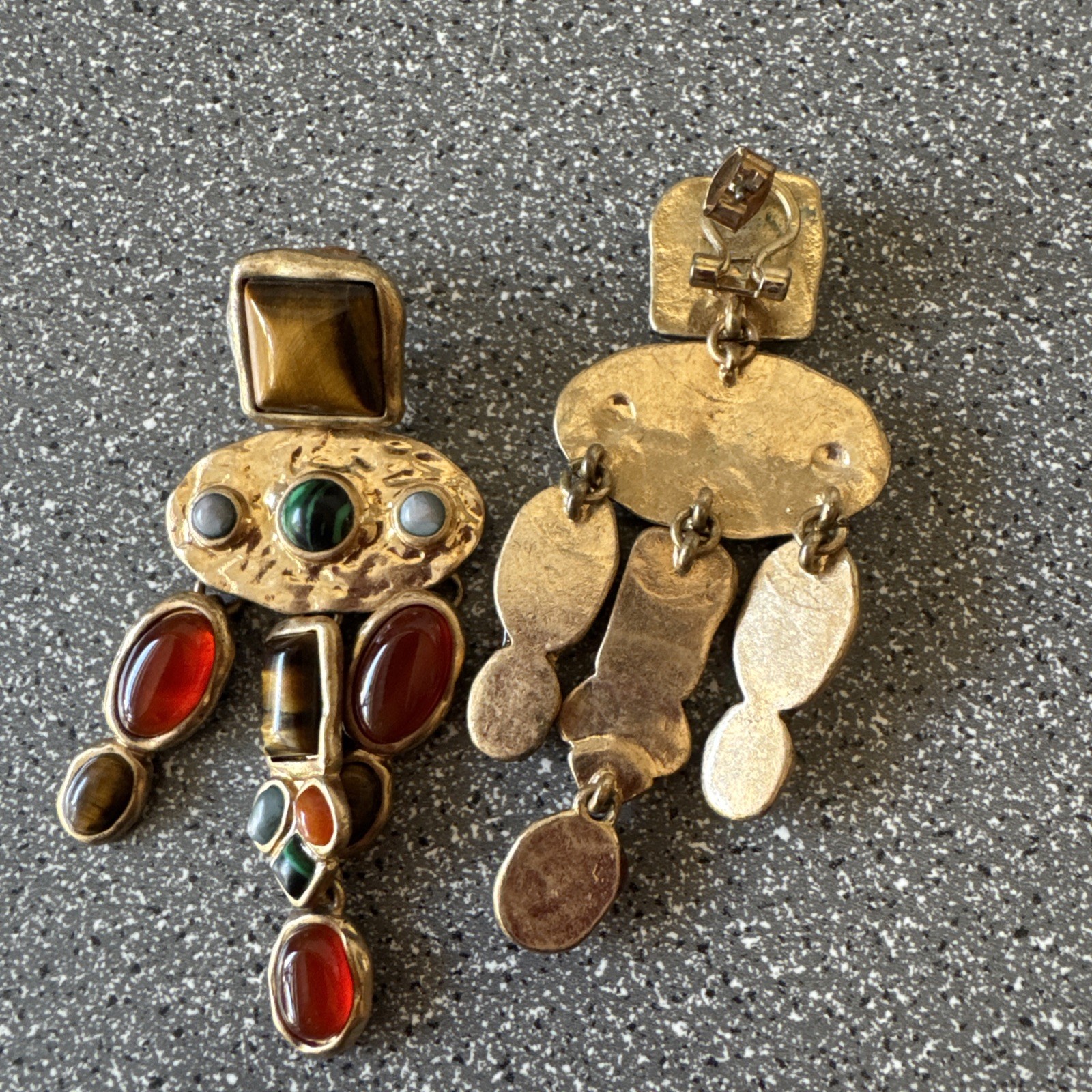 Zara Gold Hammered Brown Orange multicoloured Chandelier Earrings