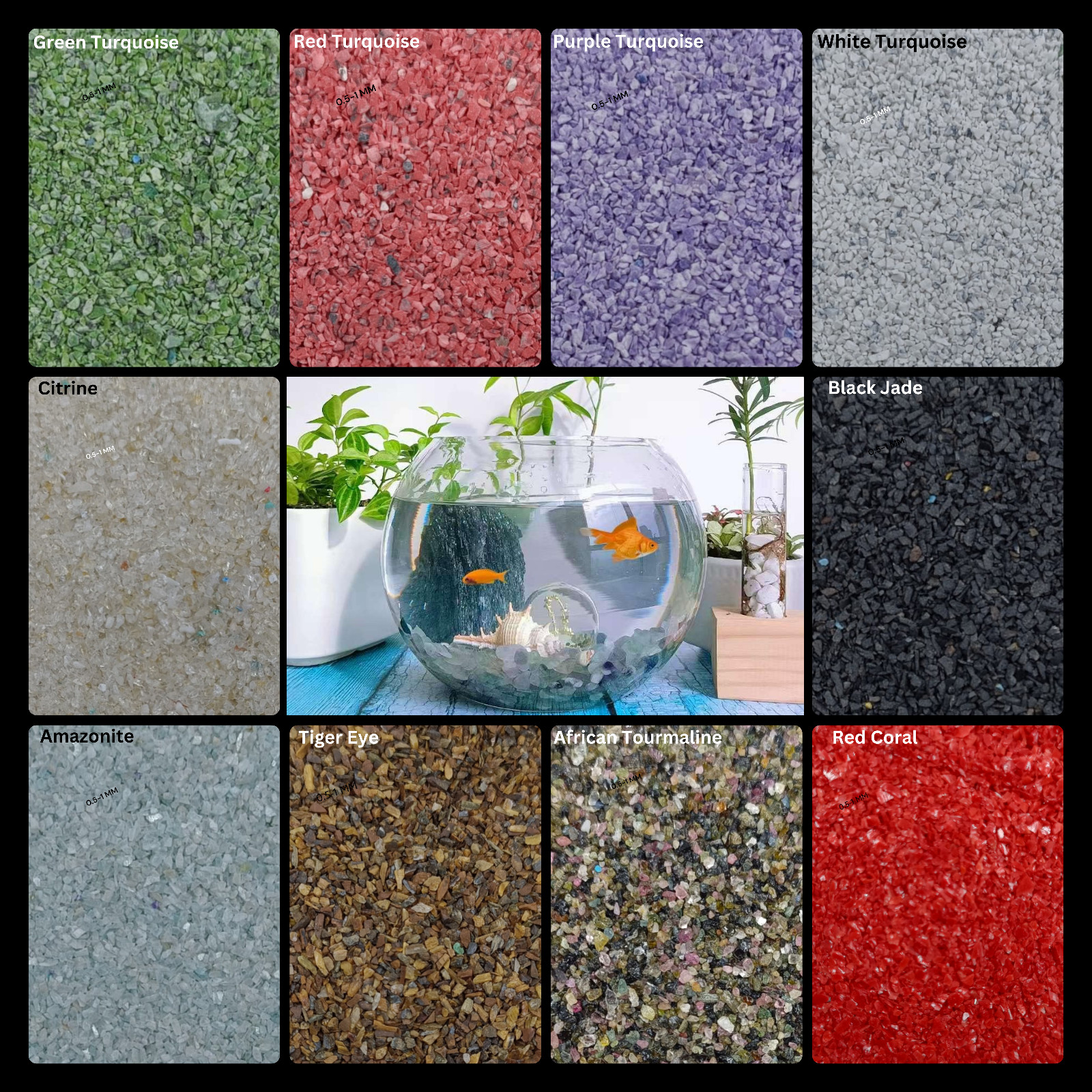 Crushed Gemstone Coarse 75+ Stone 0.5-1 MM Crushed For Ring & Woodworking Inlays