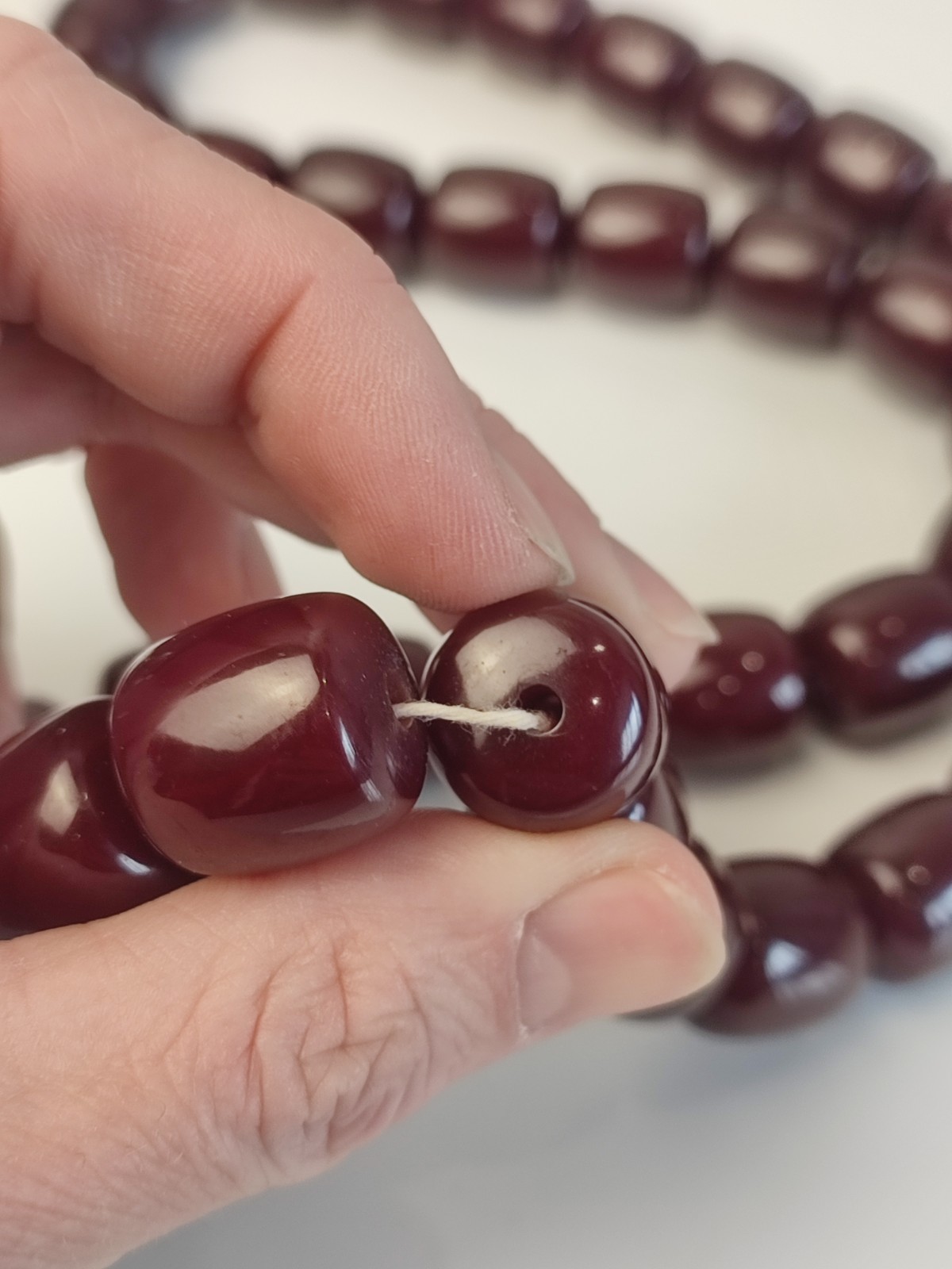 Antique Cherry Faturan Bakelite Necklace Large Beads 180g/70cm RARE Vintage