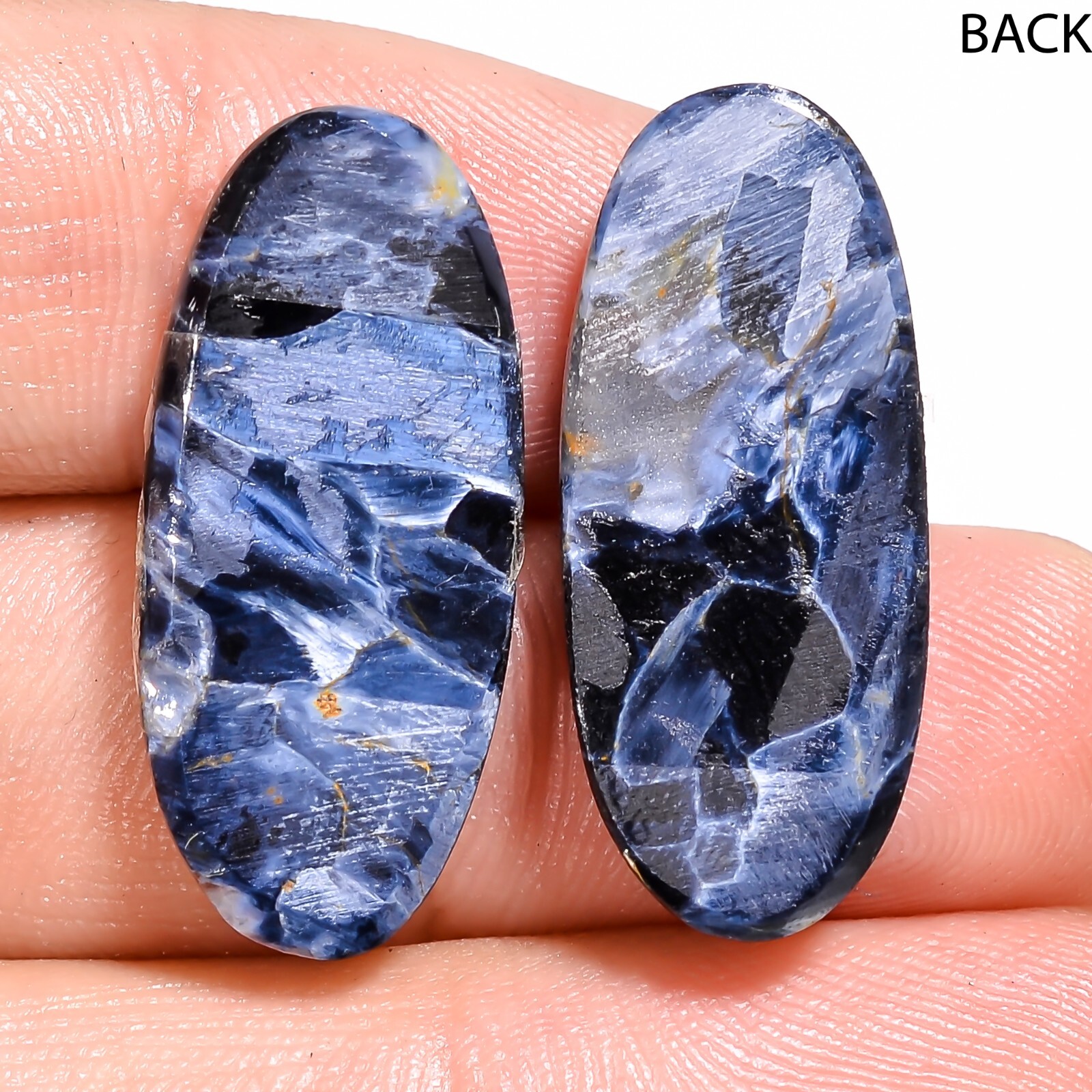 24.05CT 100%Natural Gray PIETERSITE Match Pair Cabochon 11X27X4mm Oval Gemstone