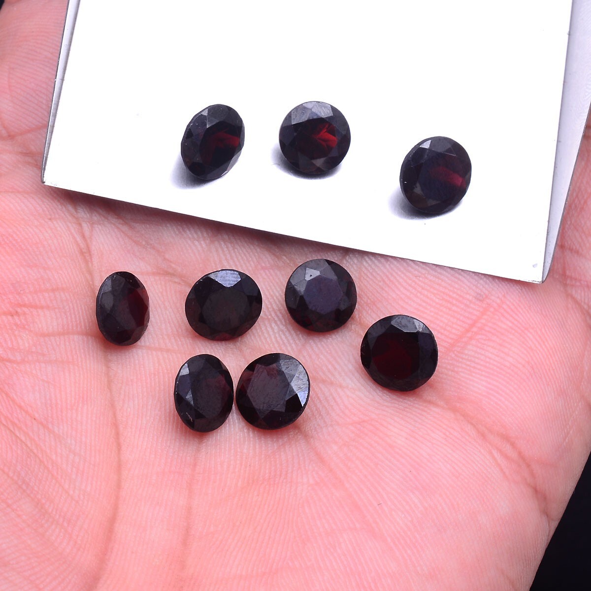 9 Pcs Natural Garnet 8mm Round Faceted Cut Untreated Huge Loose Gemstones Lot