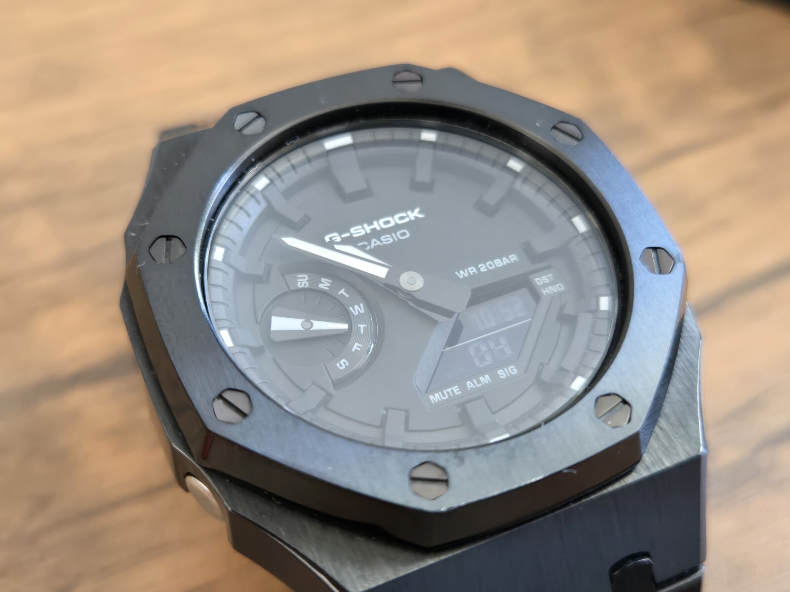 Casio G-Shock GA-2100SKE MOD Metal Case Bracelet Black Analog Digital 45.4 mm
