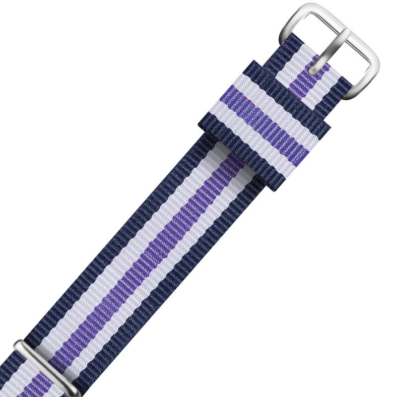 Nylon One Piece Watch Band Strap Striped Canvas Sports Wrist Band 18 20 22mm