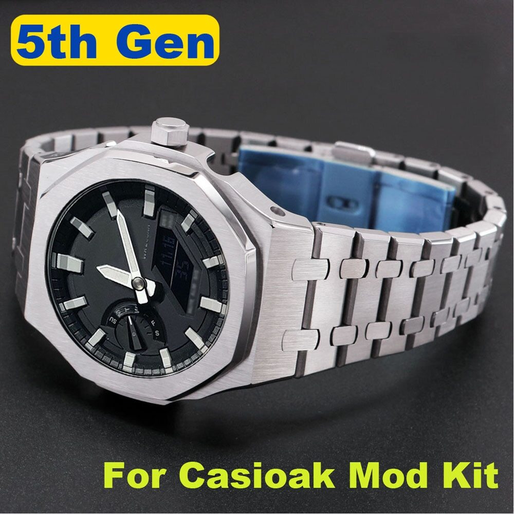 Stainless Steel CasiOak 5th AP Mod Kit Bezel Case Band For G-SHOCK GA2100/GA2110