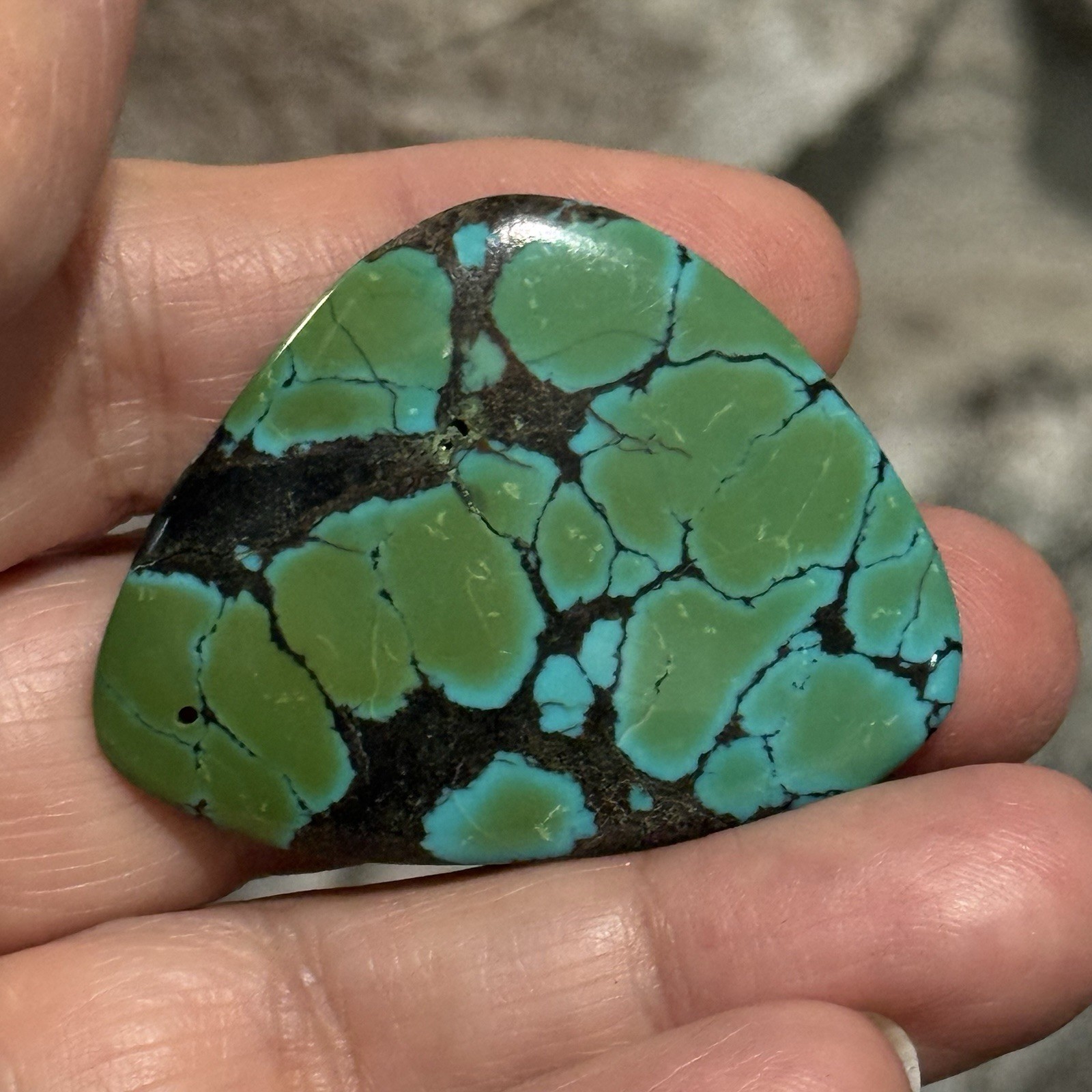 57.4ct 44x34x7mm Natural Blue Hubei Turquoise Drilled Stone Pendant Old Stock