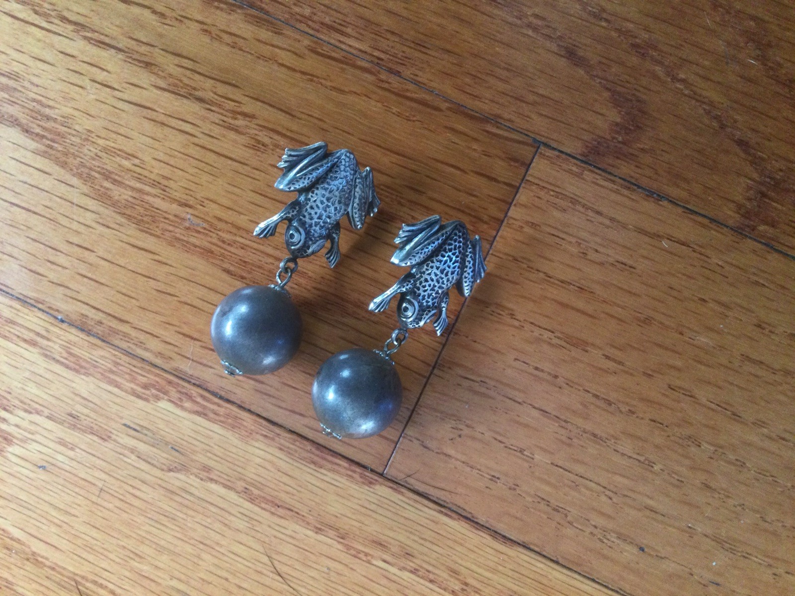 Sterling Silver Frog Clip Ons, 925 Petite Frog Earrings With Orbs