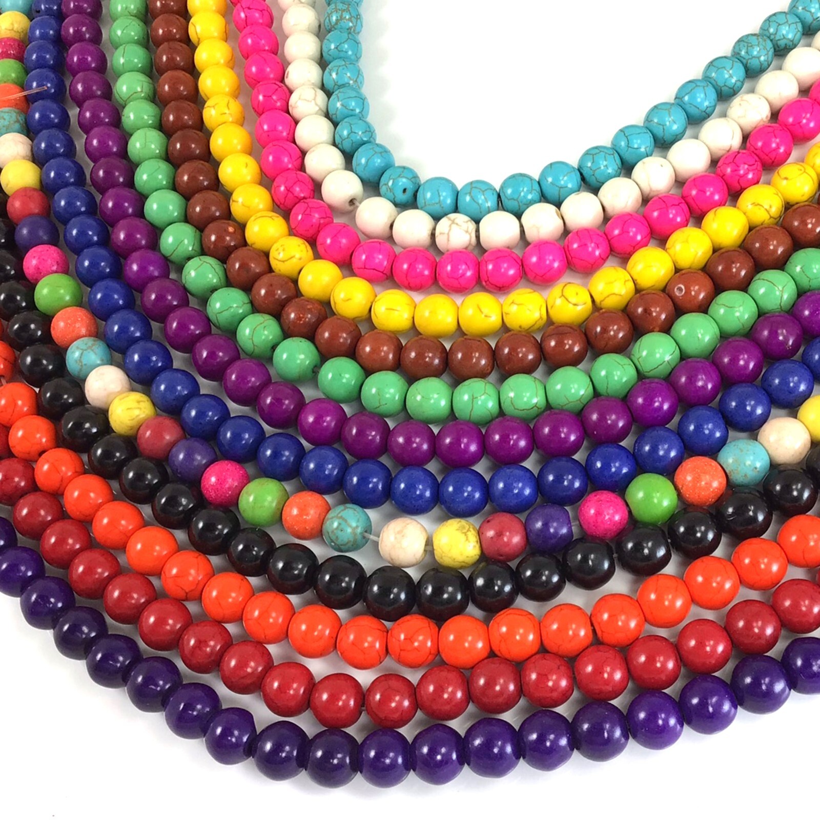 13Color Gemstone Howlite Magnesite Turquoise Round Loose Bead 15″ 4 6 8 10 12 14