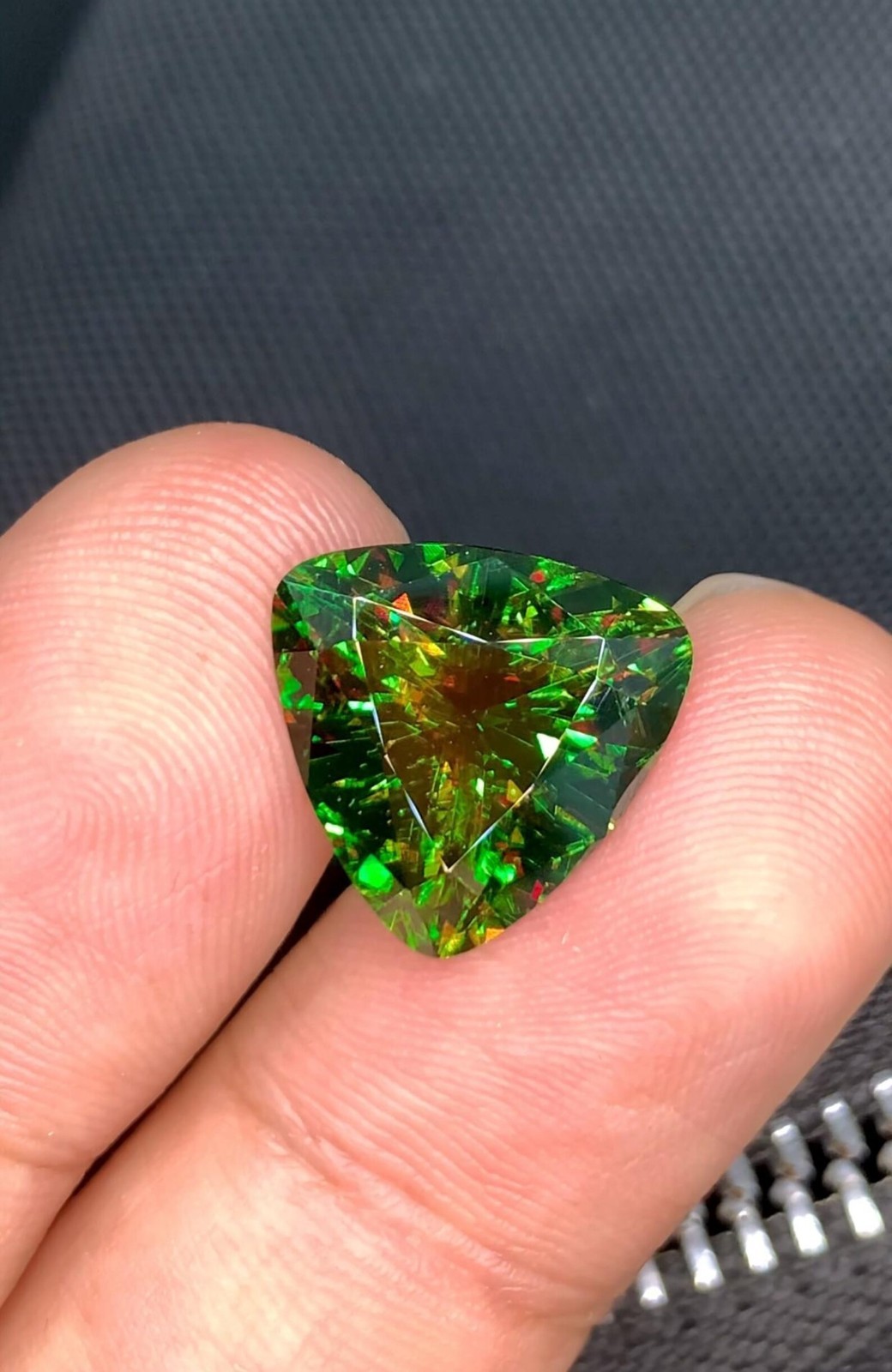 Natural 5.06 Ct Full Fire Sphene Titanite Trillion Cut Sparkling Pakistan Skardu