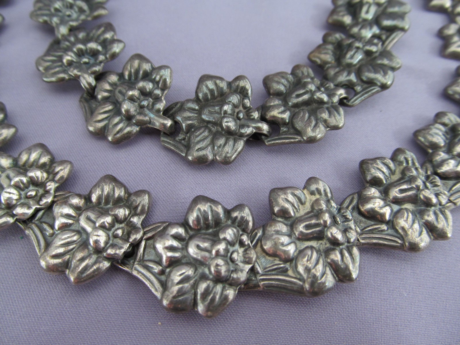 VINTAGE TAXCO MEXICO STERLING AAR ANTONIO REINA FLOWER 68 NECKLACE BRACELET SET