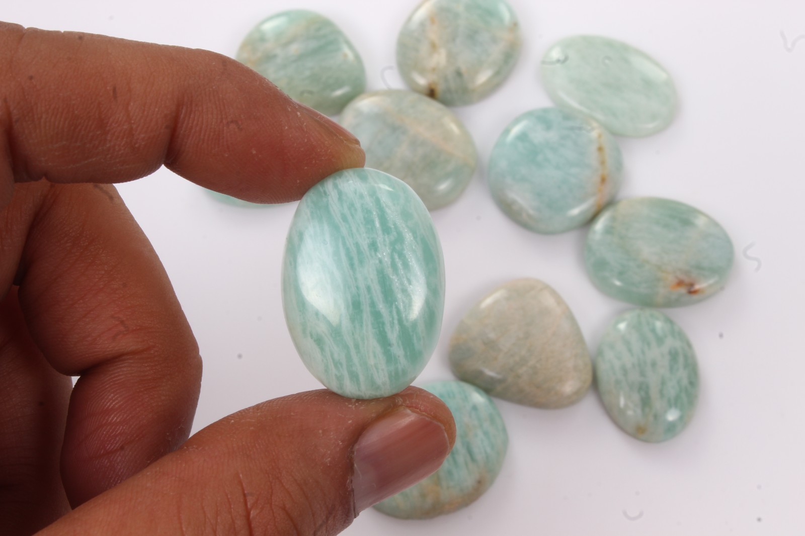 400 Ct Natural Untreated Blue Amazonite Mix Cabochon Loose 25-29mm Gemstones Lot
