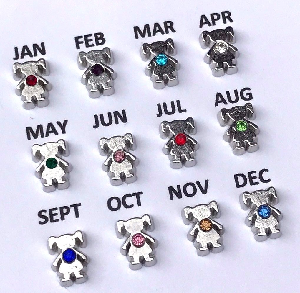 Floating Charm BIRTHSTONE Boy Girl Son Daughter fit Glass Locket