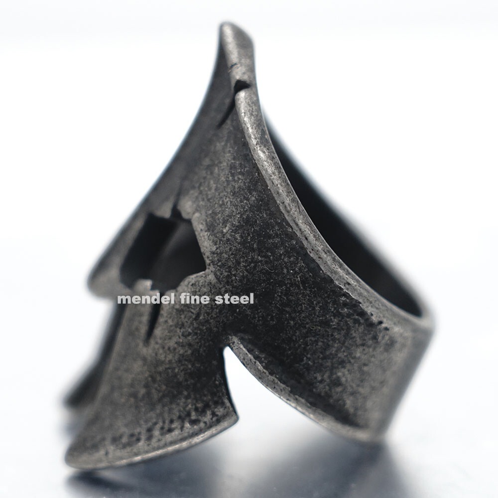 MENDEL Large Mens Cool Stainless Steel Gladiator Spartan Helmet Ring Size 7 8-16