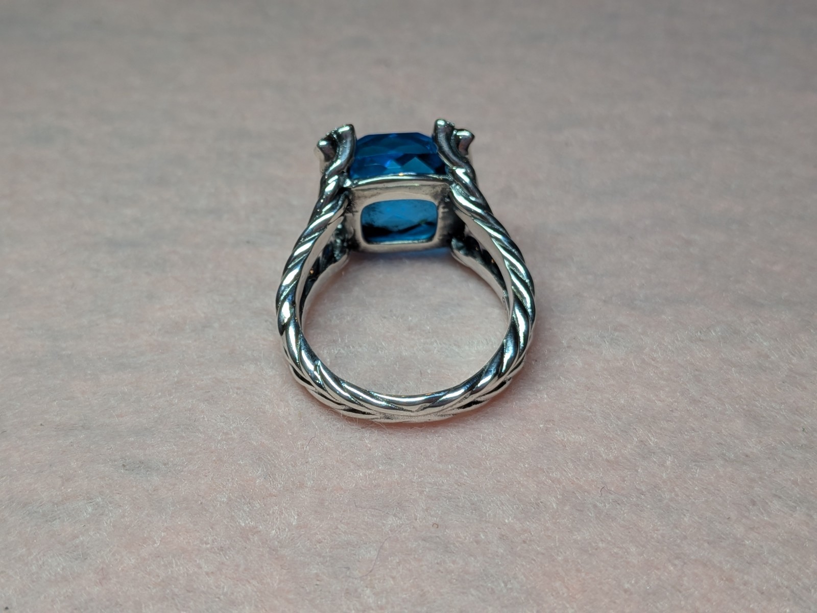 David Yurman Sterling Silver 925 Blue topaz ring size 8.5 authentic
