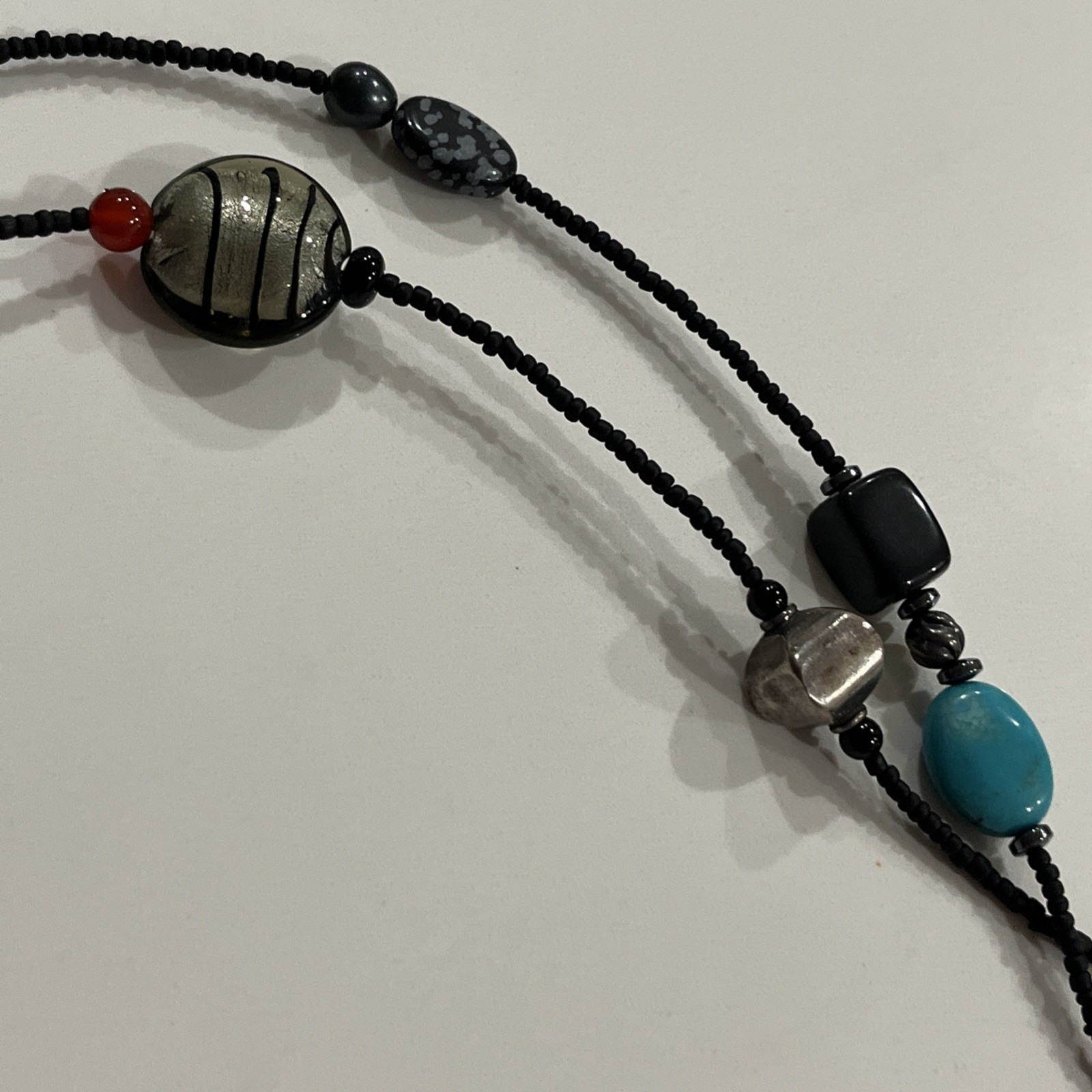 SILPADA Necklace Sterling Hematite Turquoise Pearl Obsidian Bronzite Boho N1967