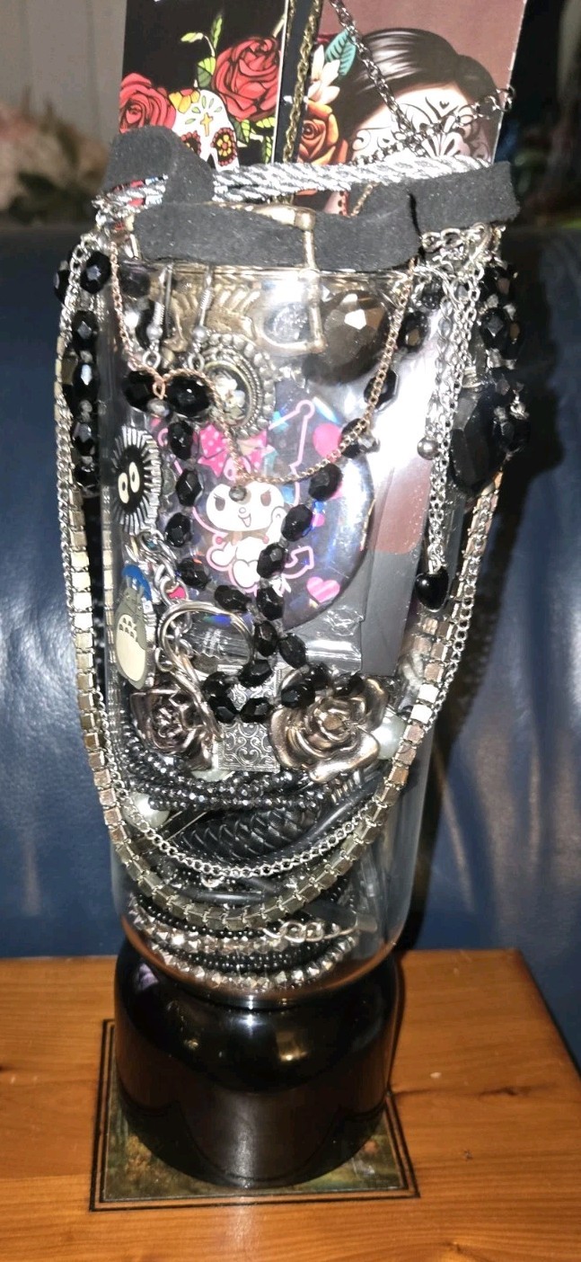 Goth Black☠️ Emo Gems~Mystery Jewelry Jar~All Wearable Pieces/Packed Full