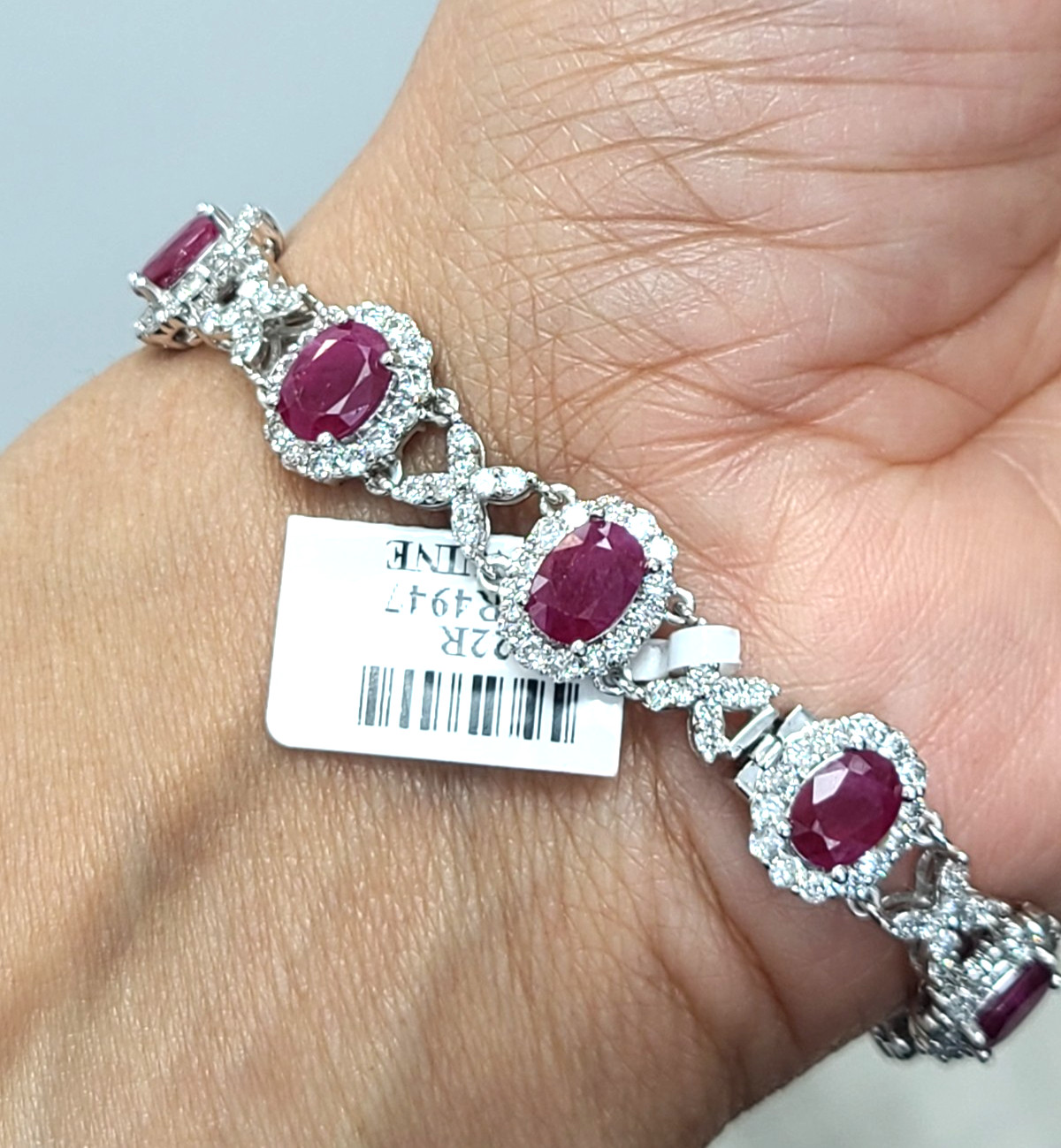 Deal! 14.60CTW Natural Genuine Red Ruby Diamonds Tennis Bracelet 14K White Gold
