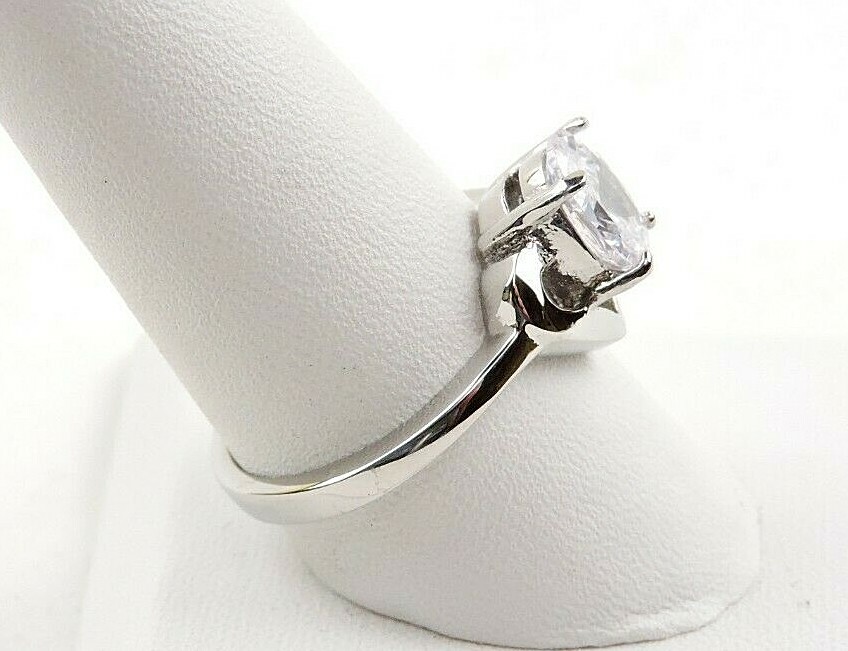 Stainless Steel 2.56 cttw Oval And Round Cubic Zirconia Ring