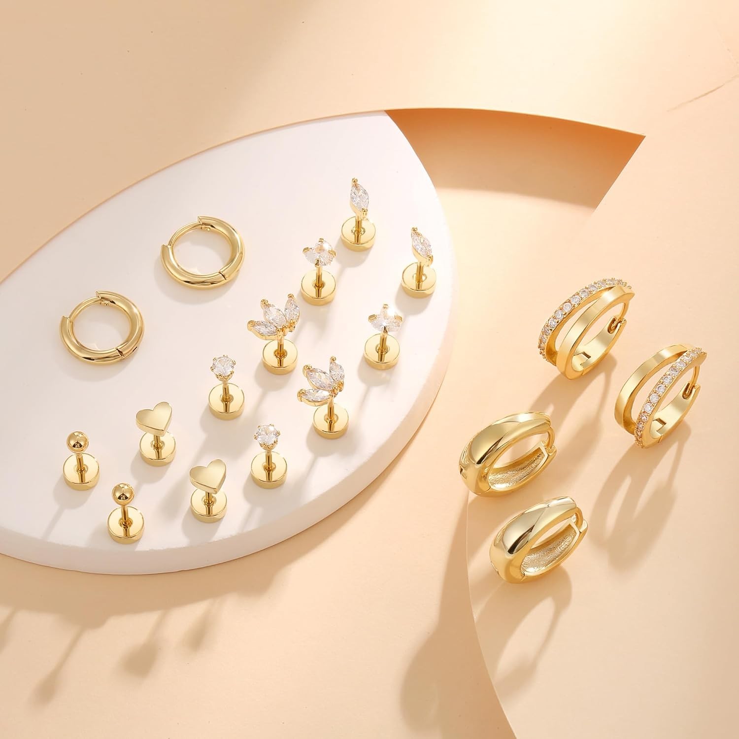 Flat Back Stud Earrings for Women Hypoallergenic Surgical Stainless Steel Flatba