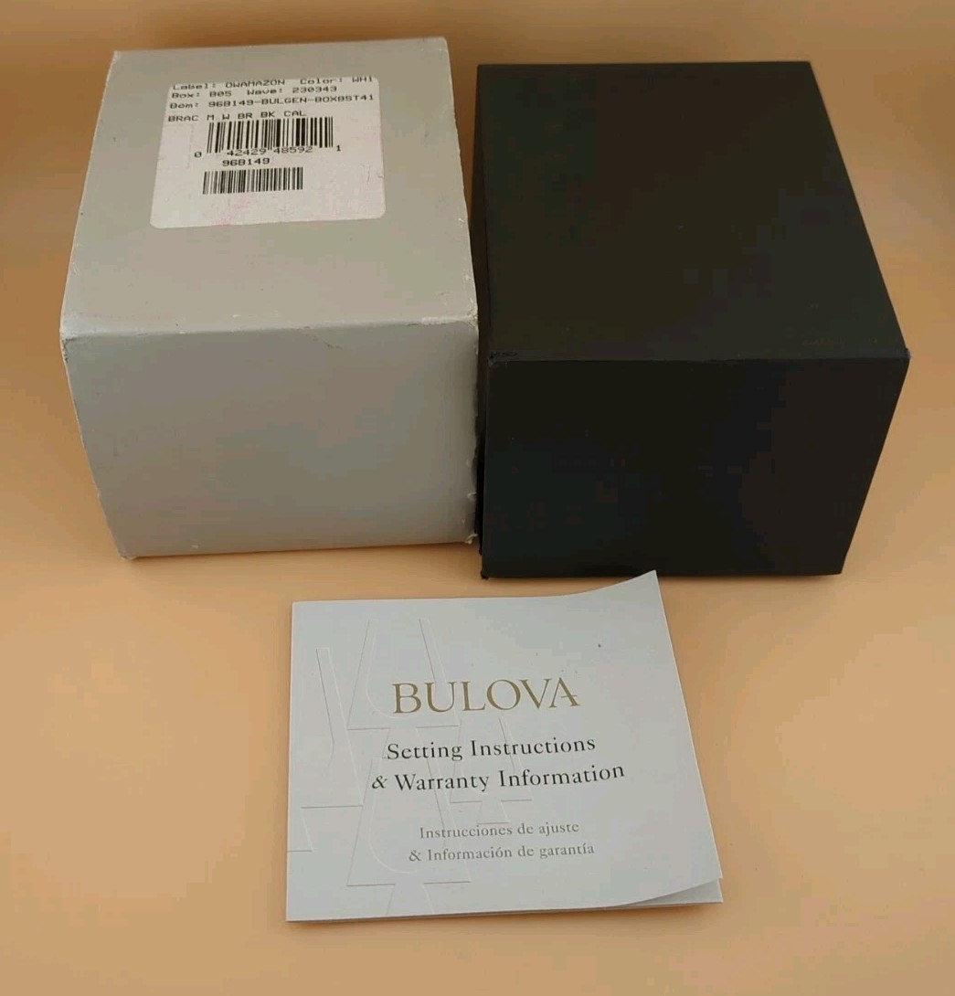 Bulova 96B149 Mens Stainless Steel Watch Black Dial Original Packaging & Parts
