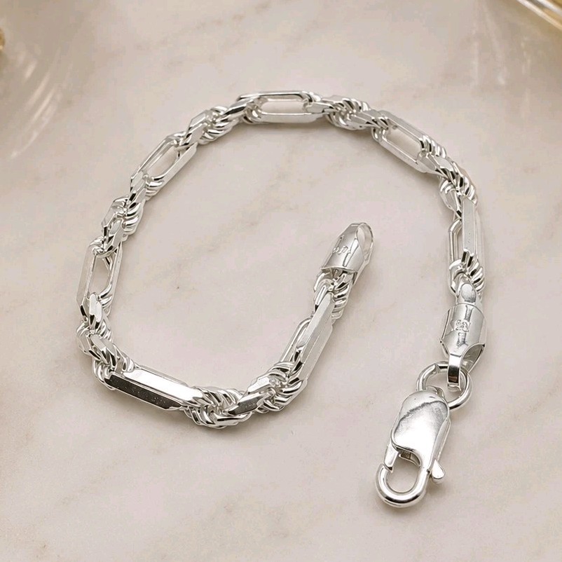 New Italy 925 Sterling Silver Figarope Milano Bracelet Fits 6.5″Wrist 10.4g