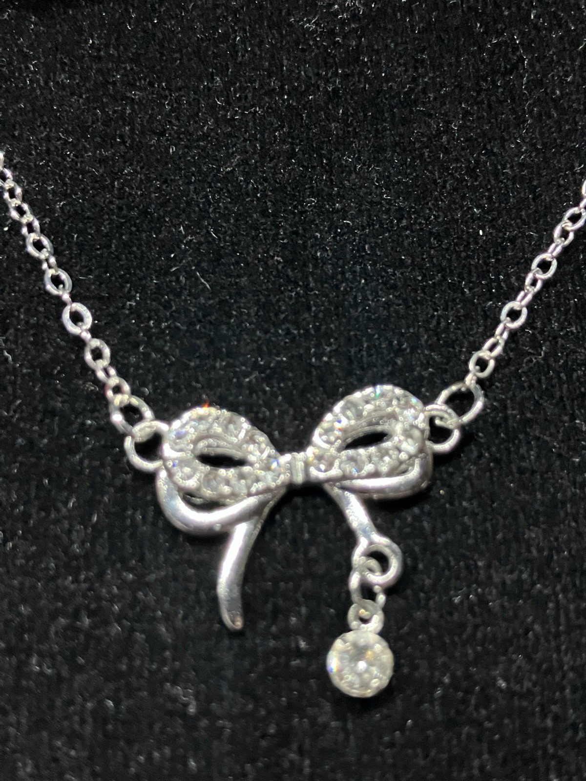 Womens stainless steel cz double bow necklace with infinity cz anklet/bracelet