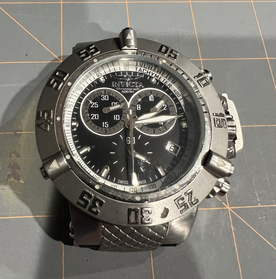 Invicta Subaqua Noma III Quartz Chronograph Date Tachymeter Black Dial 500m