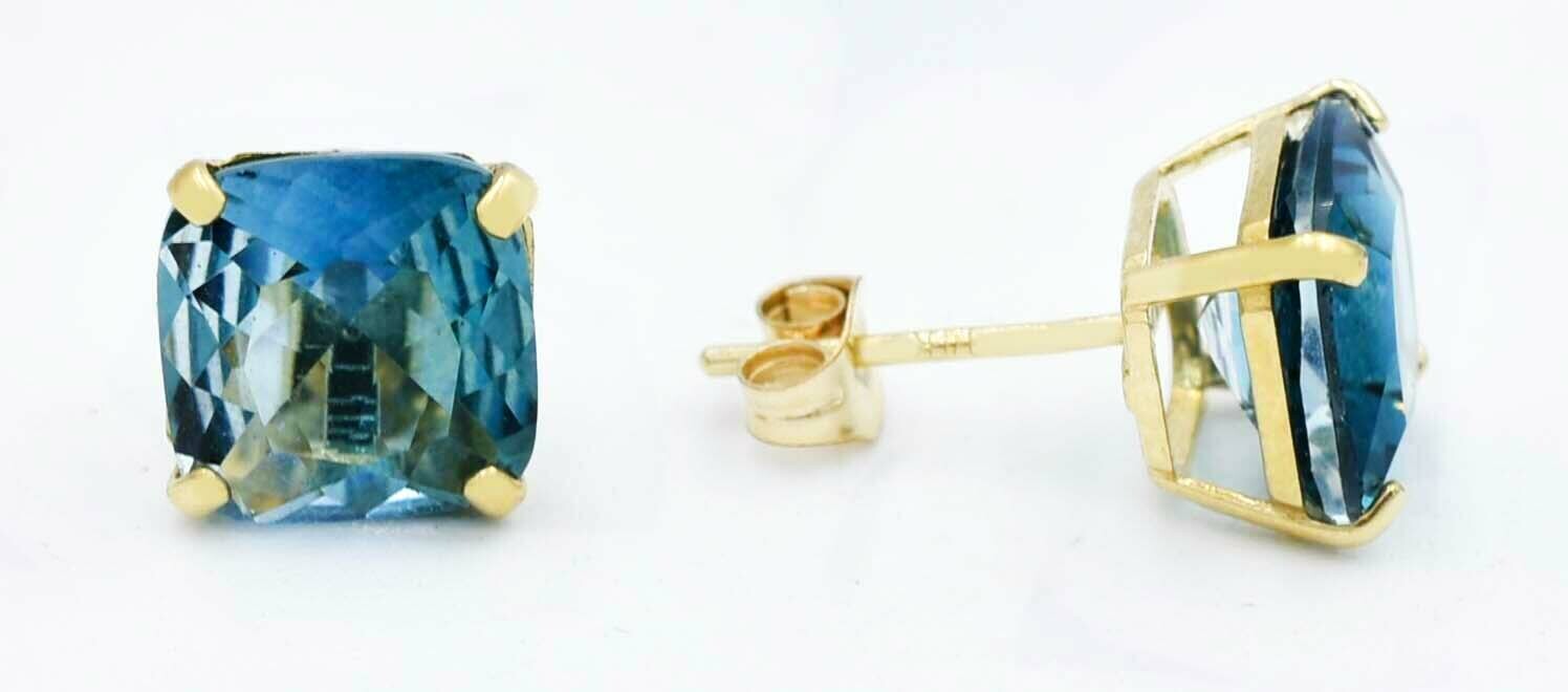 GENUINE 6.68 Ct BLUE ZIRCON EARRINGS 14k GOLD – Free Certificate Appraisal – NWT