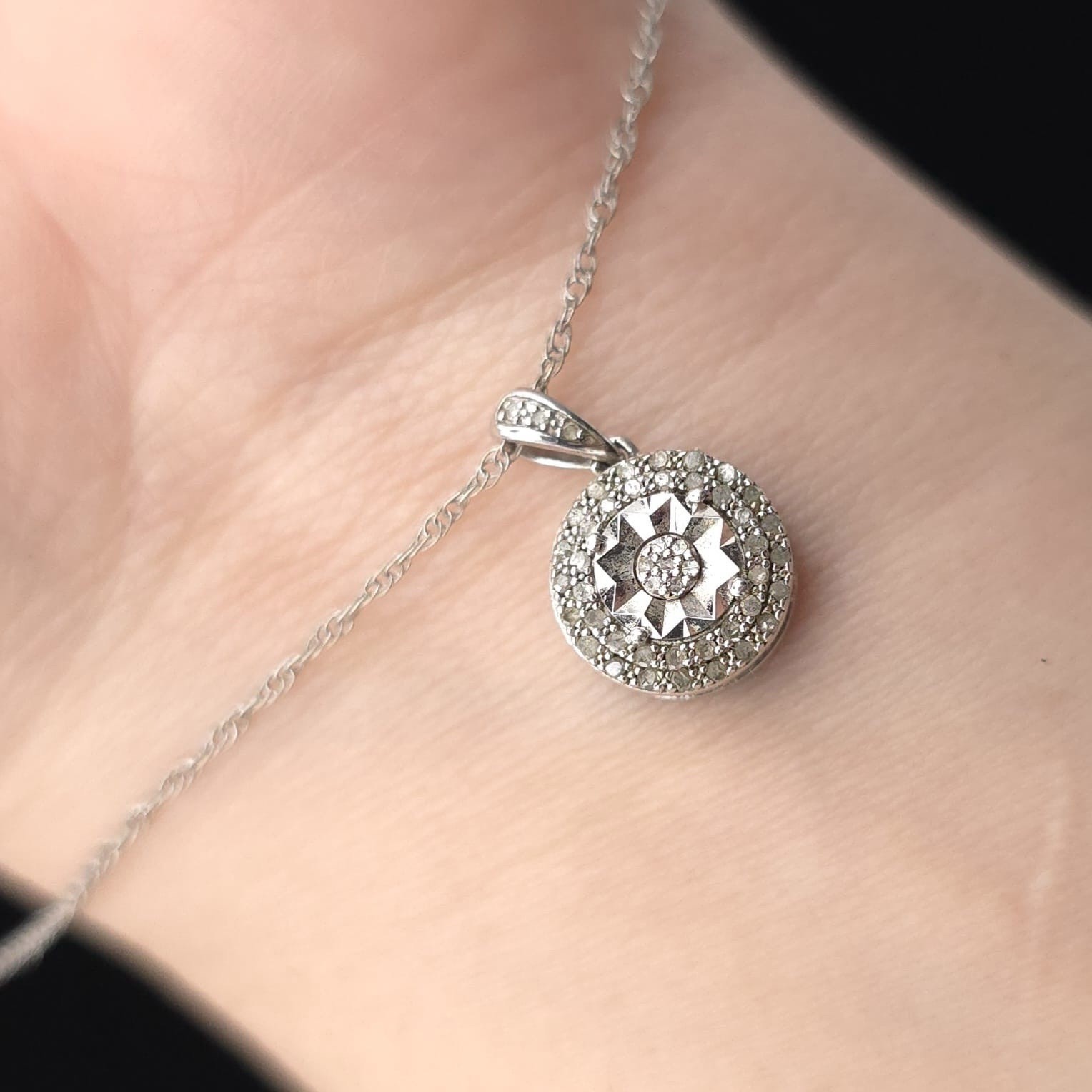 MIDAS 925 Cable Chain Necklace Genuine Diamond Charm Pendant