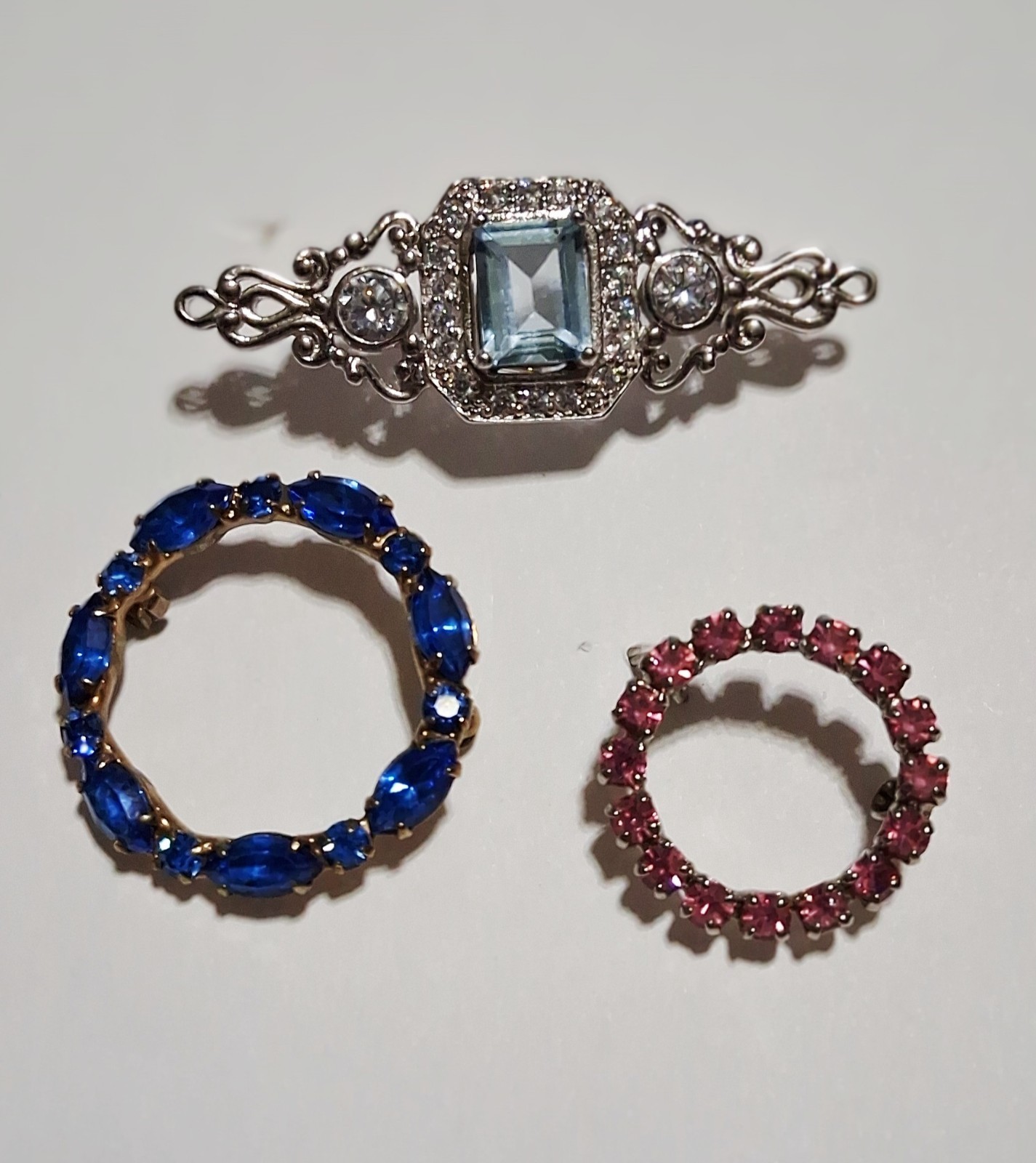 Cluster 3 Pins Vintage 2 Circle & 1 Bar Pins Alexandrite
