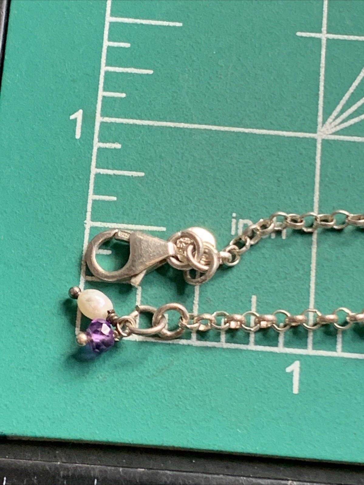 STERLING SILVER 925 Lot Necklace Charms SS18 Simple Chain Dainty Pearl Purple