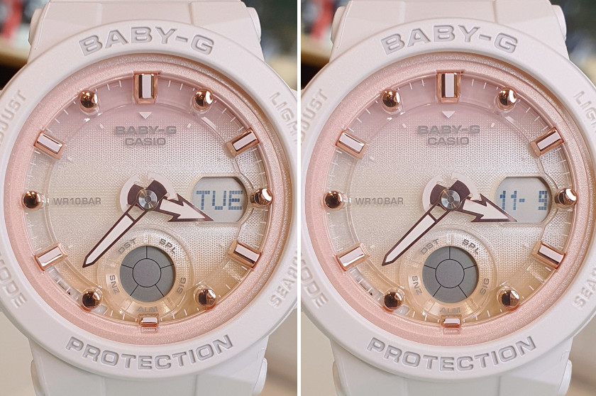 Casio Baby-G BGA-250-7A2DR Beach Traveler White Pink Analog Digital Watch 100M