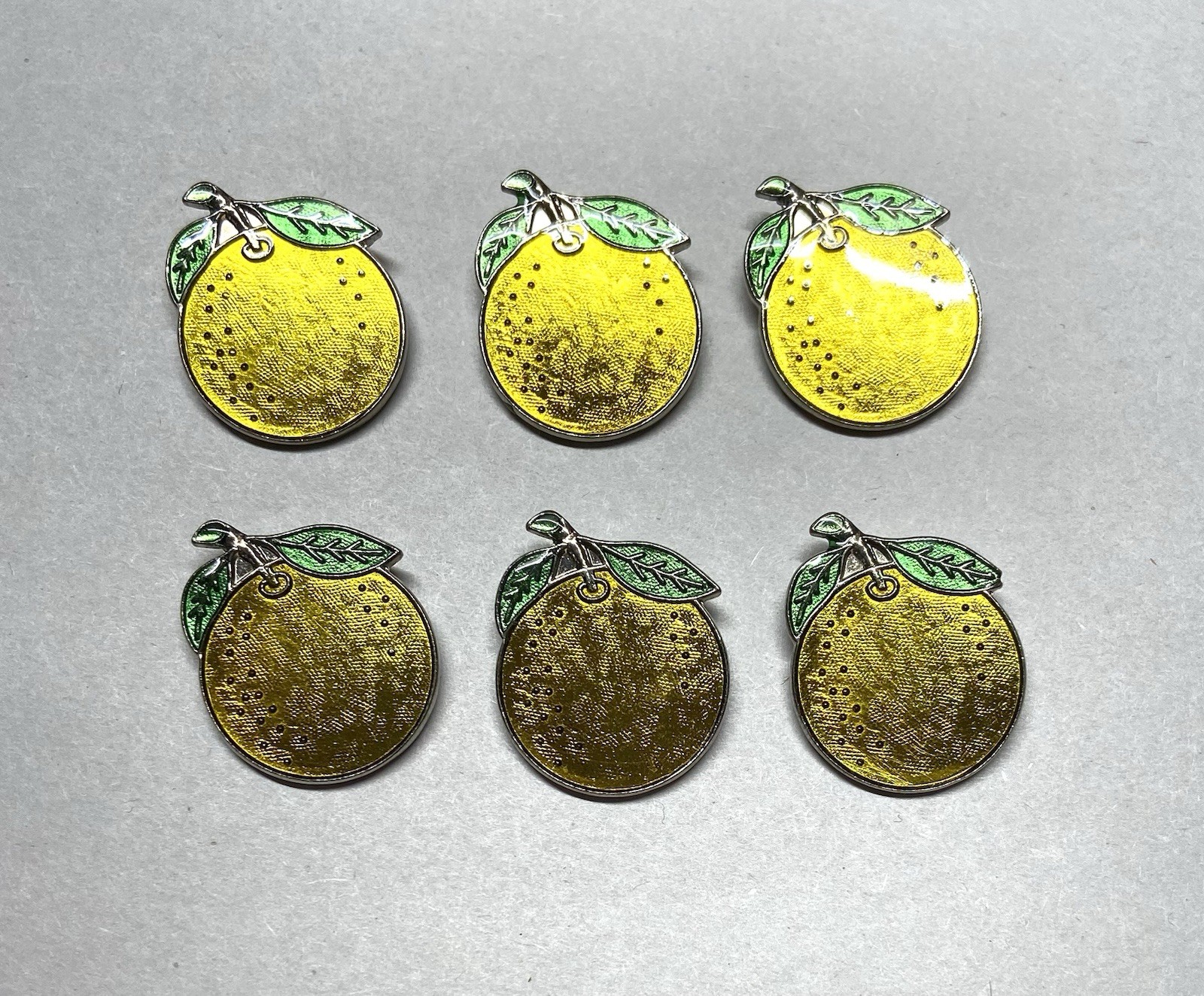 20x Rhodium Plate Fruit pendant with attached bail-Yellow and Green Enamel fruit