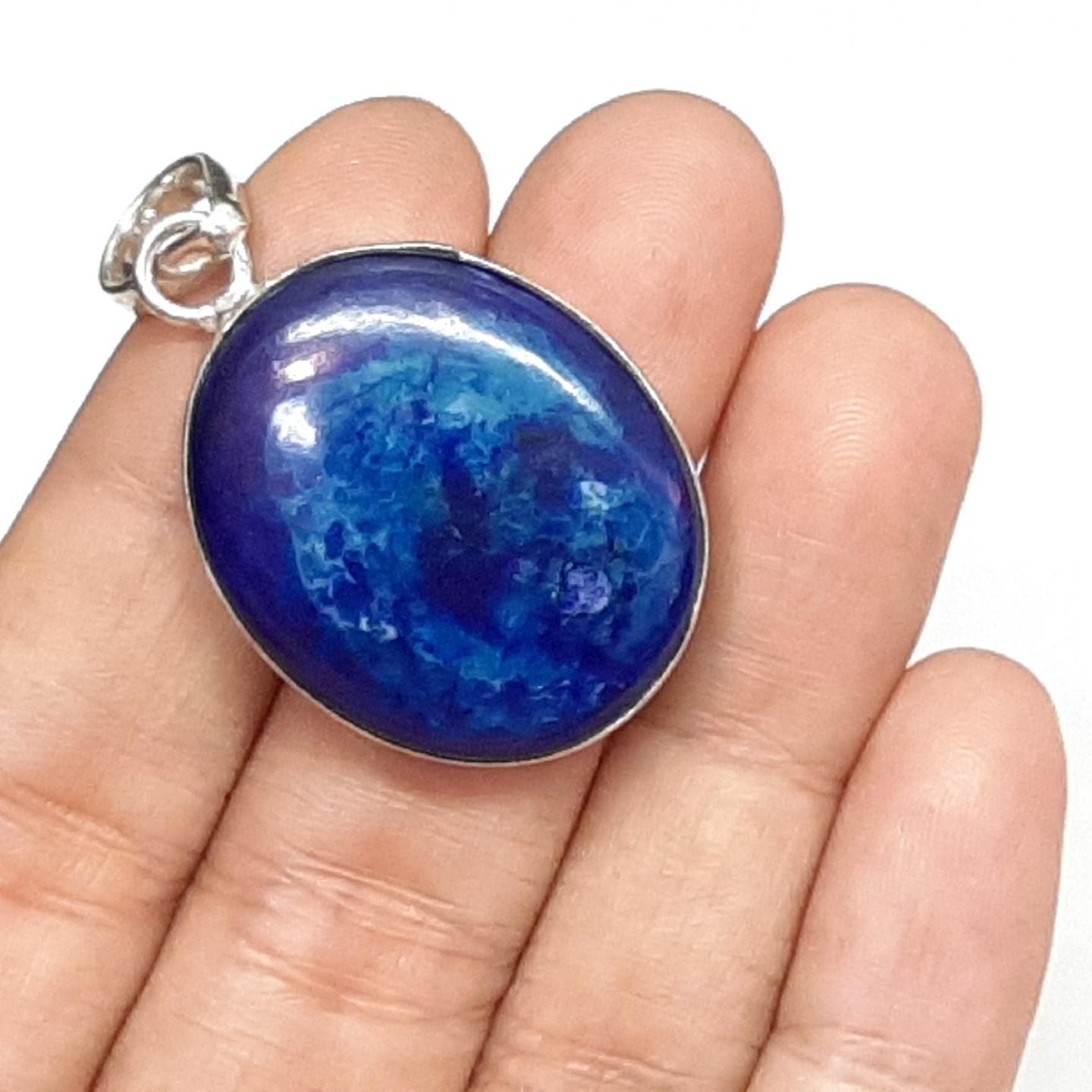 LARGE 15.42ctw Agate Cabochon Silver Pendant 10g