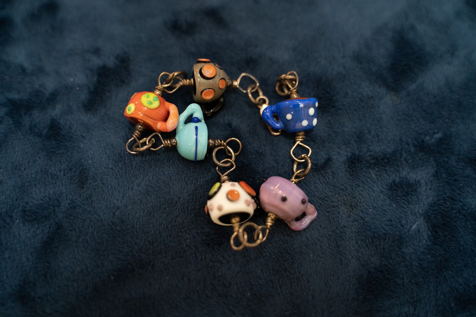 Murano Glass Bead Bracelet Coffee Mug Cup Cappuccino Latte Espresso lampwork