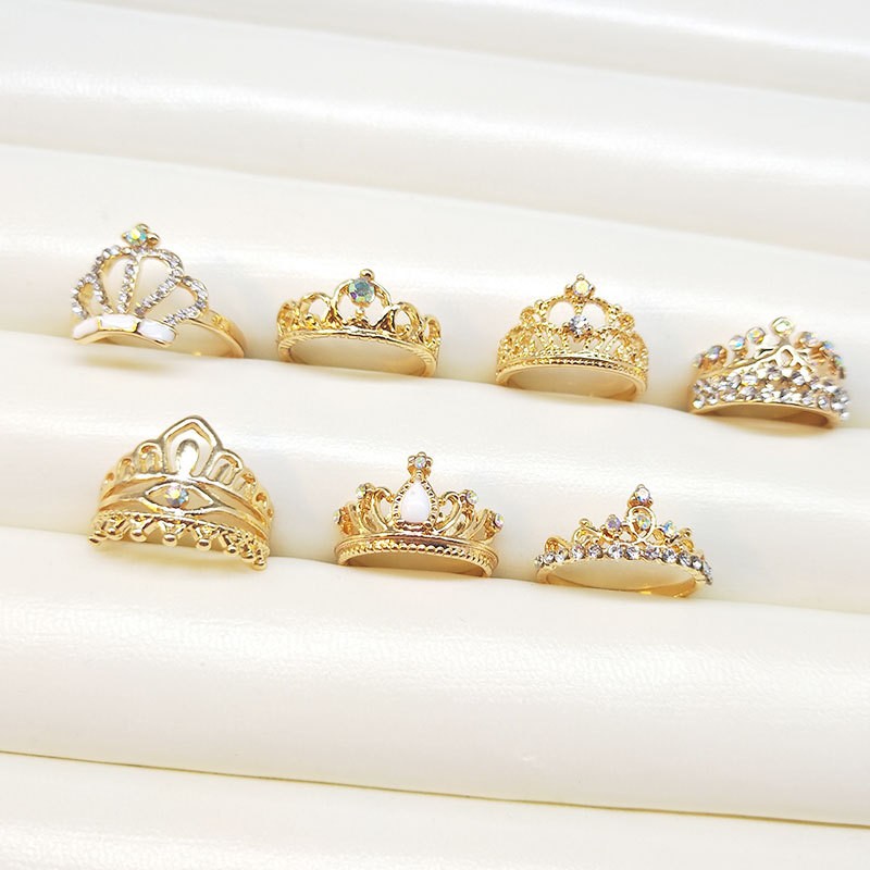 25/50/100 Wholesale Princess Queen Crown Sparkling Cubic Zirconia Ring Jewelry