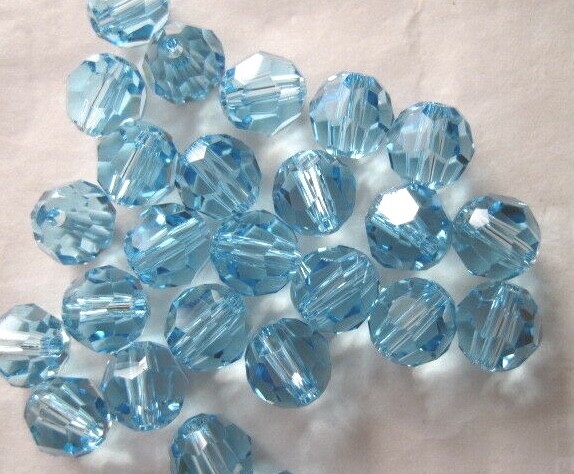 25 pc SWAROVSKI CRYSTAL AQUAMARINE Blue 6mm Loose BEADS #5000 Round MARCH BIRTH